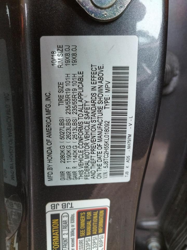 Photo 10 from auction – 2019 ACURA RDX TECHNO with VIN 5J8TC2H55KL018092
