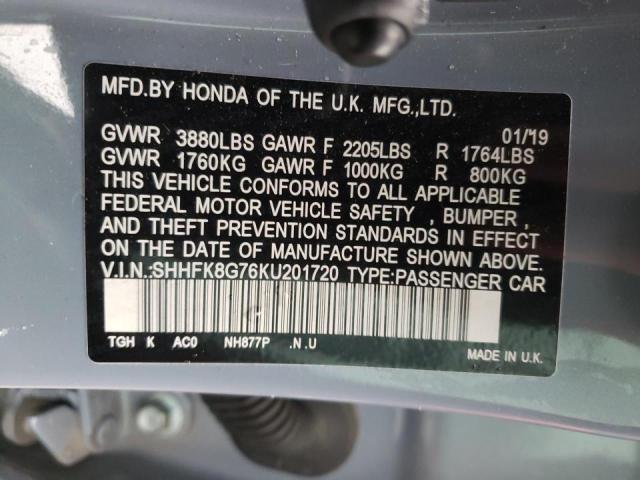Photo 7 from auction – 2019 HONDA CIVIC TYPE with VIN SHHFK8G76KU201720