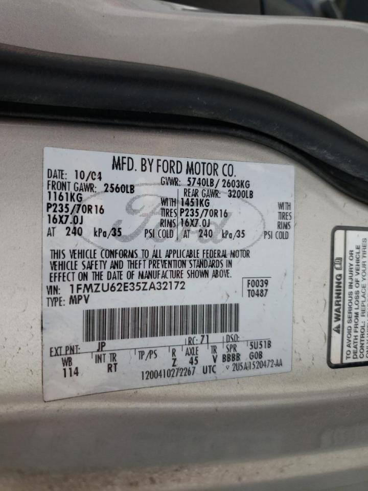 Photo 10 from auction – 2005 FORD EXPLORER X with VIN 1FMZU62E35ZA32172