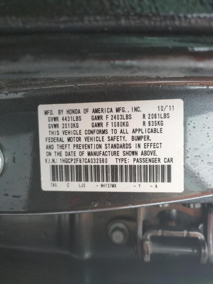 Photo 10 from auction – 2012 HONDA ACCORD EXL with VIN 1HGCP2F87CA032560