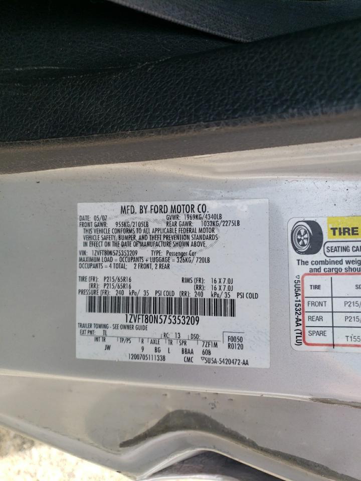 Photo 10 from auction – 2007 FORD MUSTANG with VIN 1ZVFT80N575353209