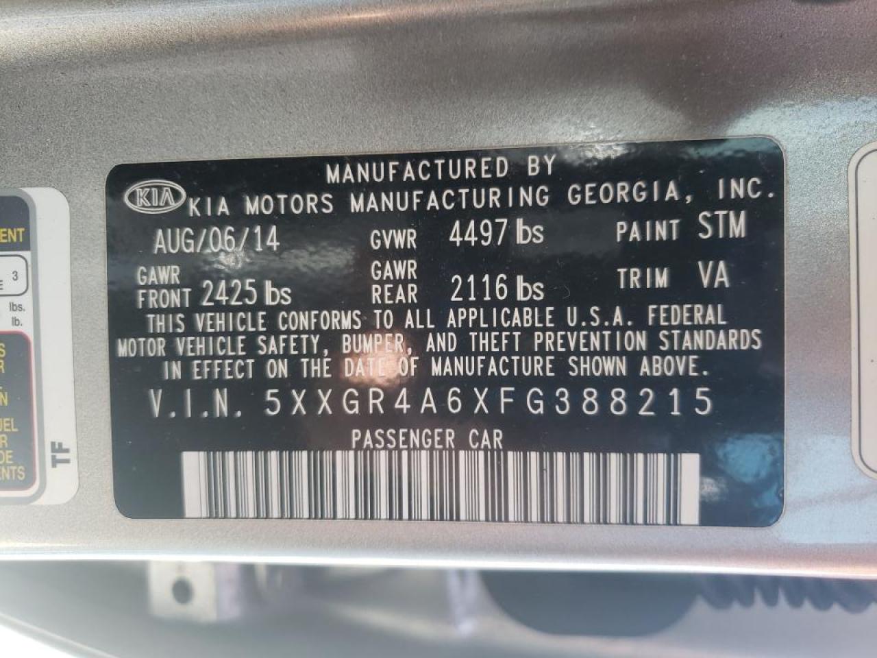 Photo 10 from auction – 2015 KIA OPTIMA SX with VIN 5XXGR4A6XFG388215