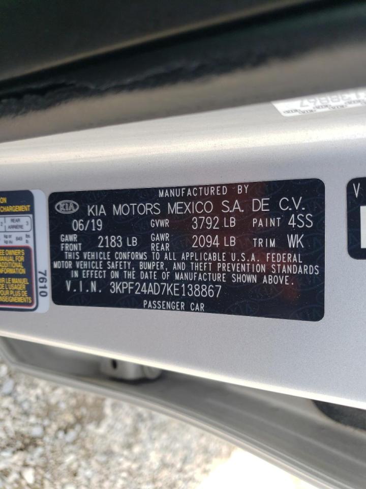Photo 10 from auction – 2019 KIA FORTE FE with VIN 3KPF24AD7KE138867