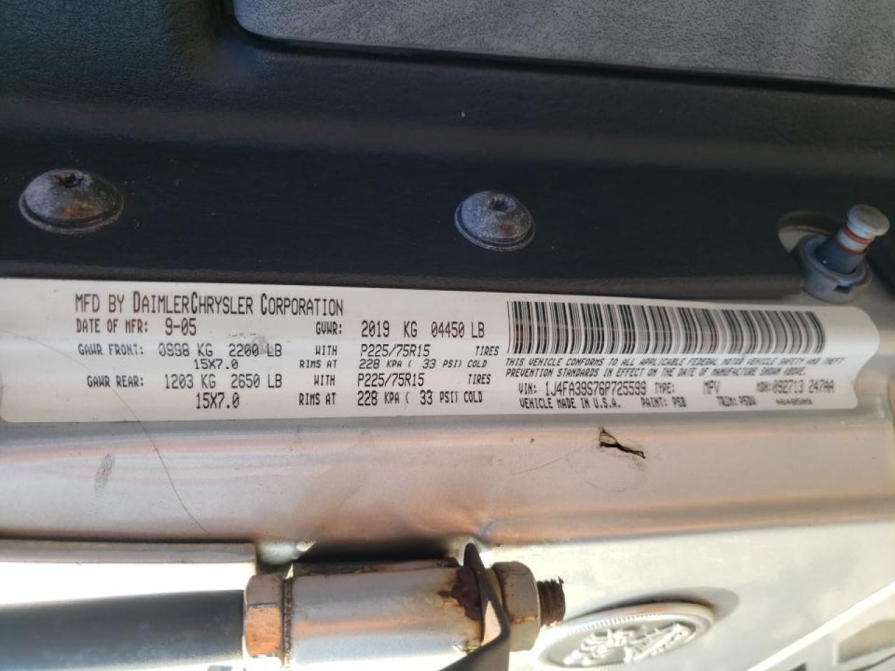 Photo 10 from auction – 2006 JEEP WRANGLER X with VIN 1J4FA39S76P725599