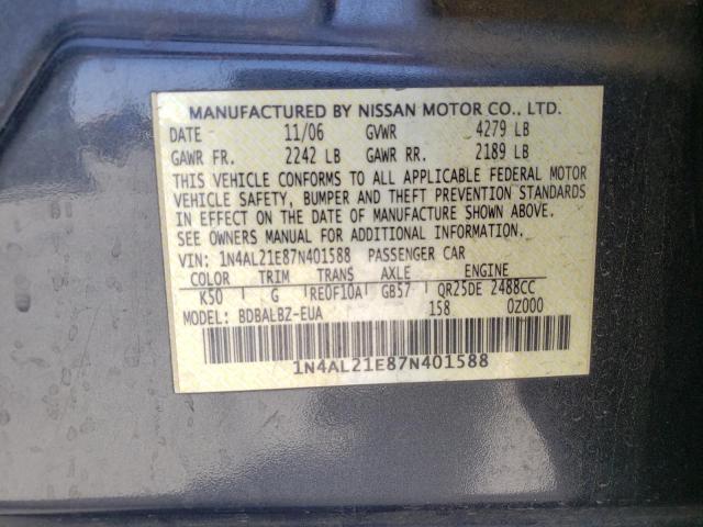 Photo 10 from auction – 2007 NISSAN ALTIMA 2.5 with VIN 1N4AL21E87N401588