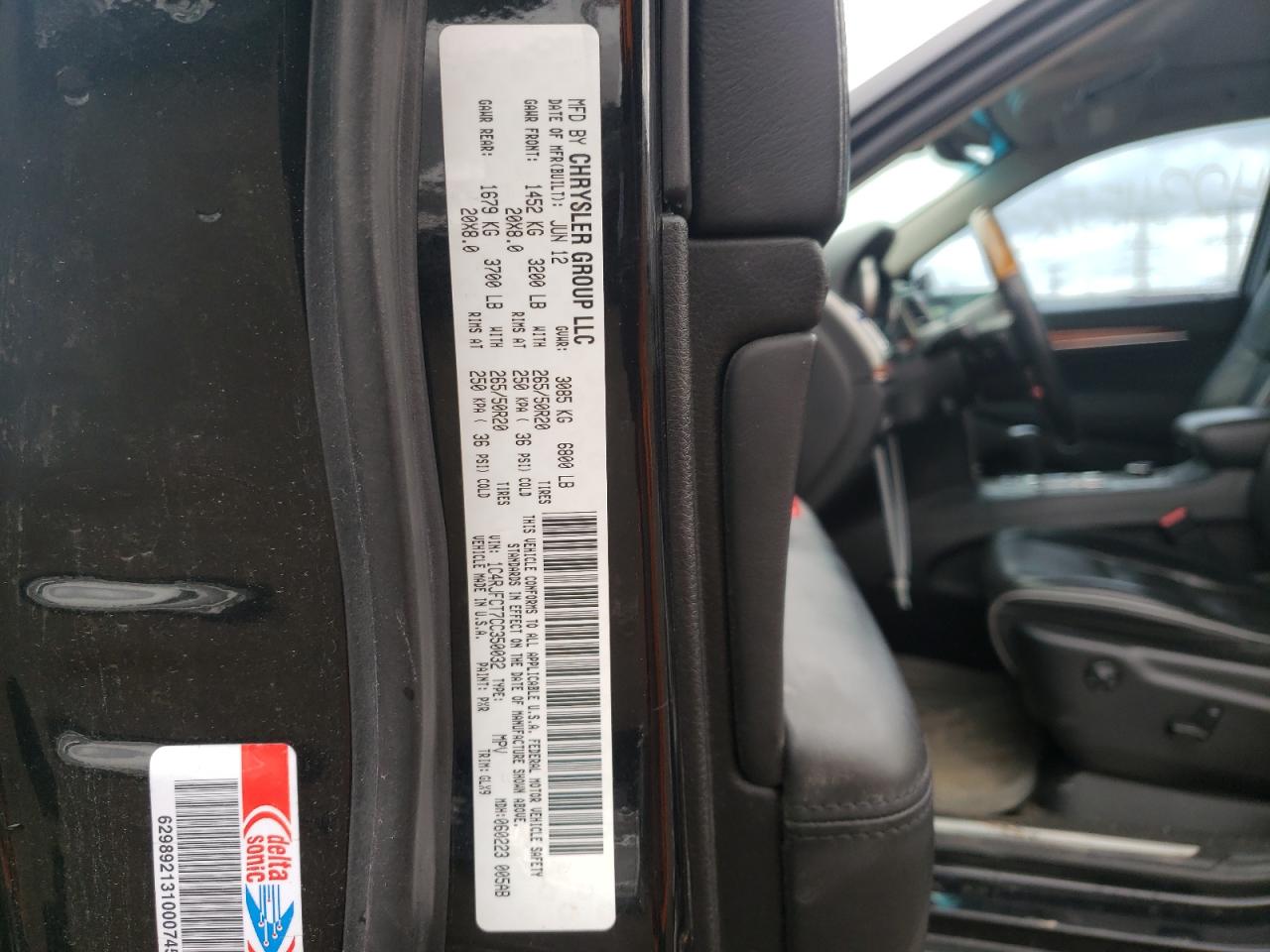 Photo 10 from auction – 2012 JEEP GRAND CHER with VIN 1C4RJFCT7CC350032