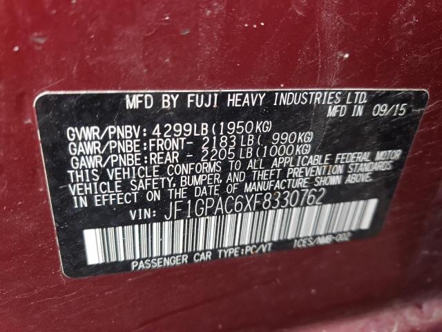 Photo 10 from auction – 2015 SUBARU IMPREZA PR with VIN JF1GPAC6XF8330762
