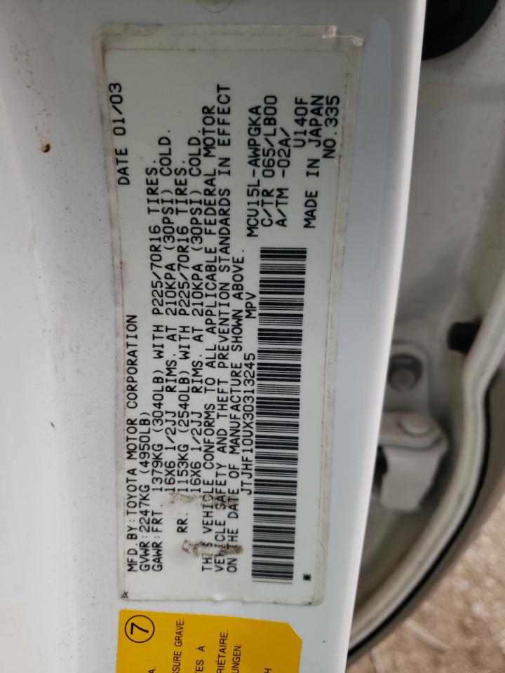 Photo 10 from auction – 2003 LEXUS RX 300 with VIN JTJHF10UX30313245