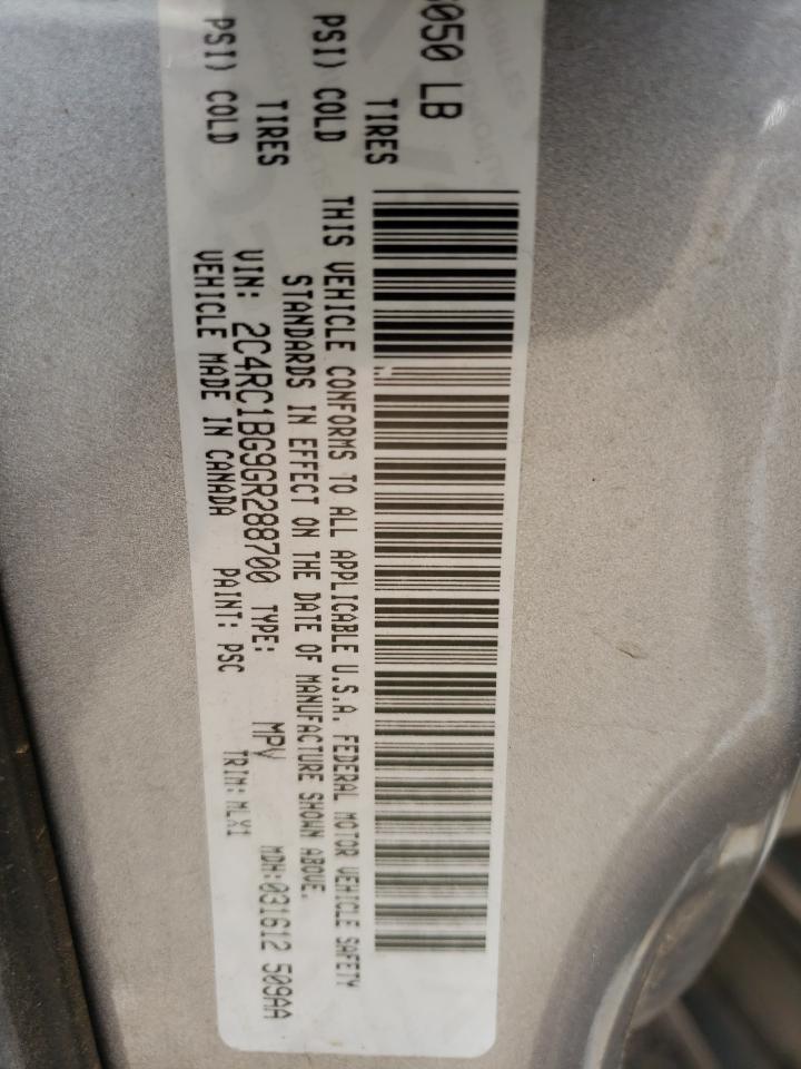 Photo 10 from auction – 2016 CHRYSLER TOWN & COU with VIN 2C4RC1BG9GR288700