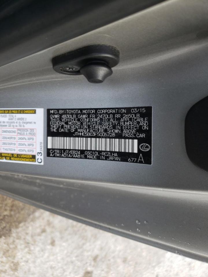 Photo 10 from auction – 2015 LEXUS RC 350 with VIN JTHHE5BC3F5005728