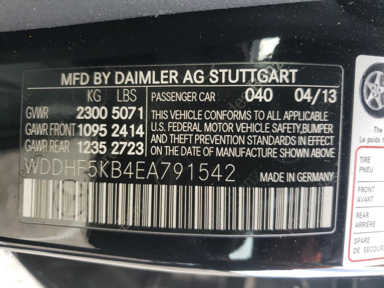 Photo 10 from auction – 2014 MERCEDES-BENZ E 350 with VIN WDDHF5KB4EA791542