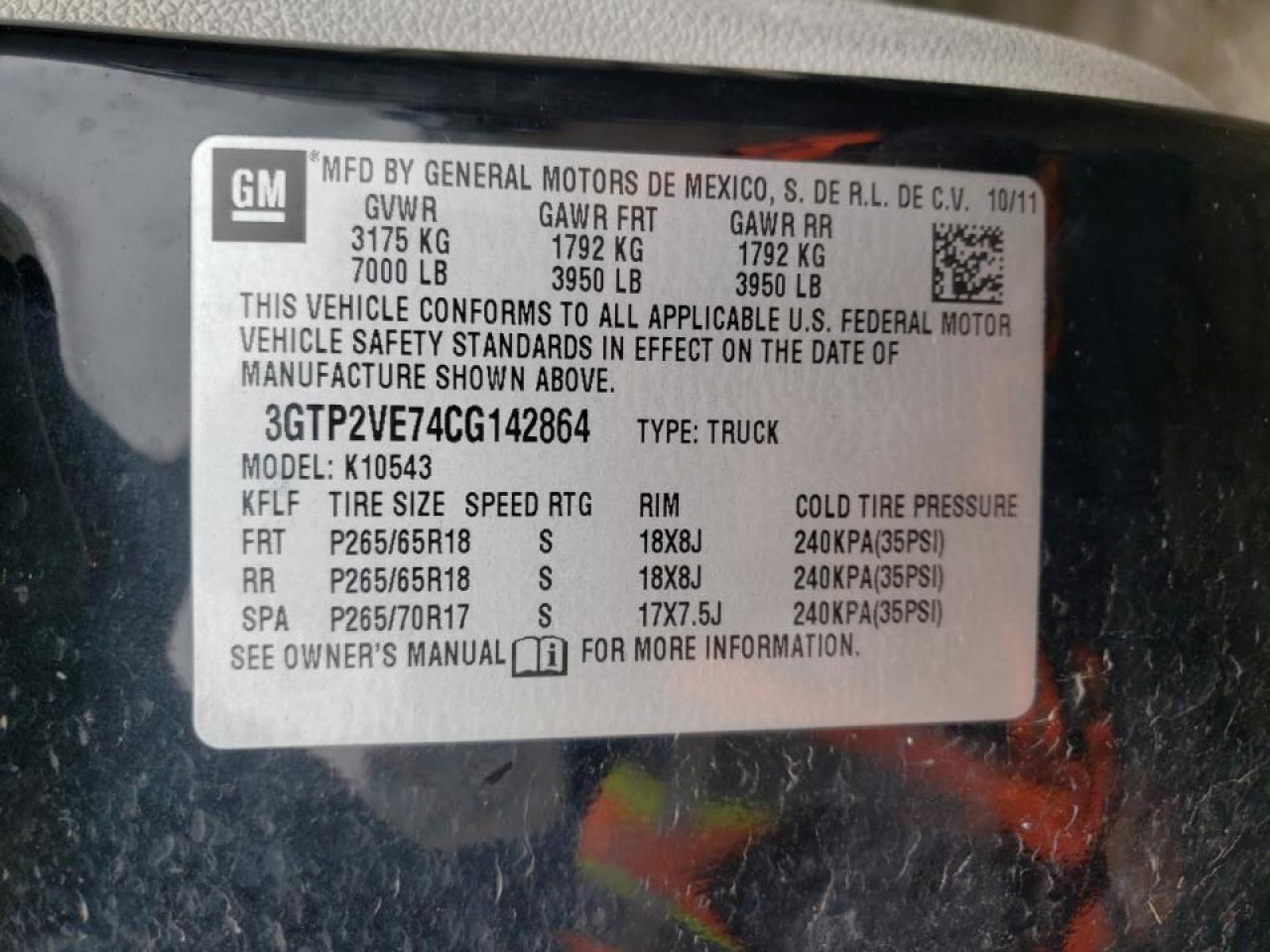 Photo 10 from auction – 2012 GMC SIERRA K15 with VIN 3GTP2VE74CG142864
