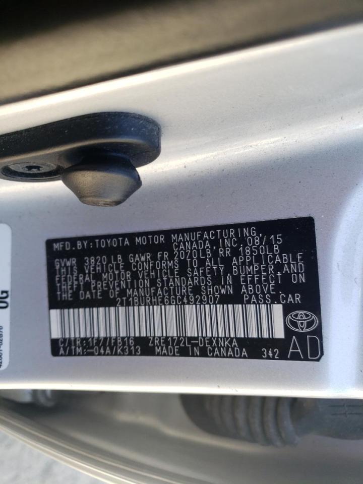 Photo 10 from auction – 2016 TOYOTA COROLLA L with VIN 2T1BURHE6GC492907