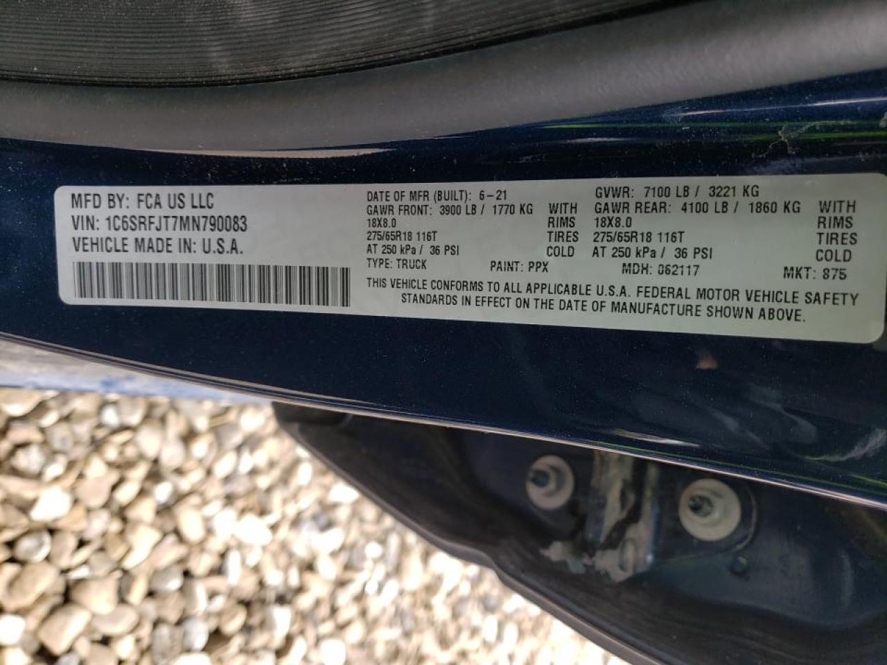 Photo 10 from auction – 2021 RAM 1500 LARAM with VIN 1C6SRFJT7MN790083