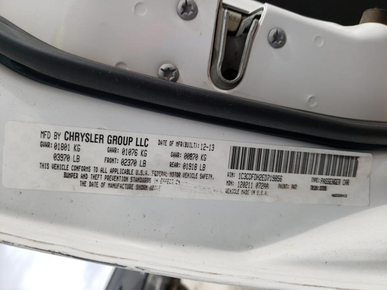 Photo 10 from auction – 2014 DODGE DART SE AE with VIN 1C3CDFDH2ED719856