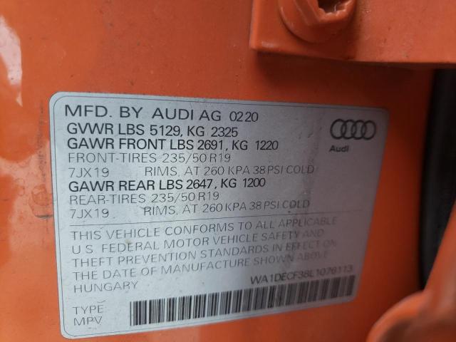 Photo 10 from auction – 2020 AUDI Q3 PREMIUM with VIN WA1DECF38L1076113