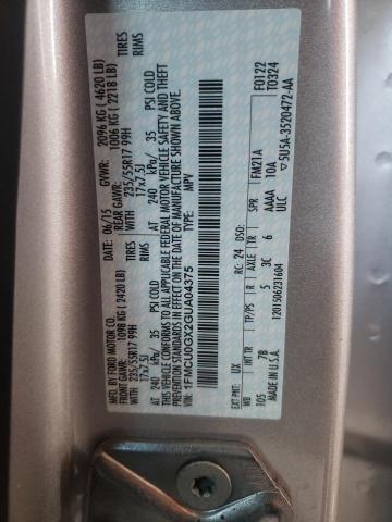 Photo 10 from auction – 2016 FORD ESCAPE SE with VIN 1FMCU0GX2GUA04375