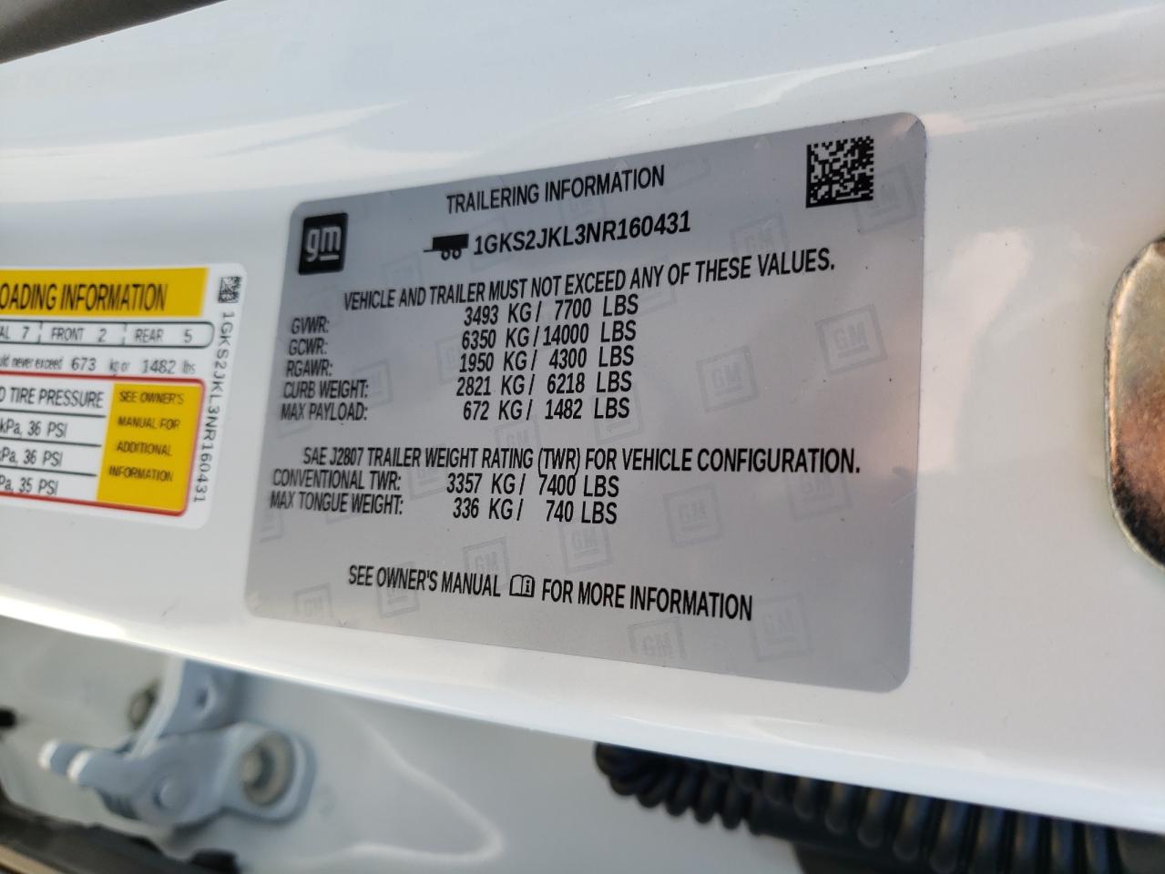 Photo 10 from auction – 2022 GMC YUKON with VIN 1GKS2JKL3NR160431