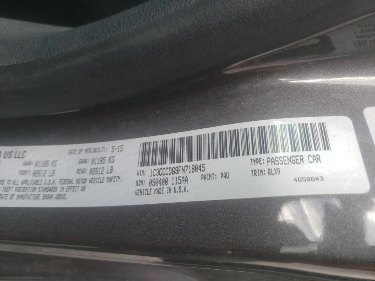 Photo 10 from auction – 2015 CHRYSLER 200 S with VIN 1C3CCCDG9FN718045