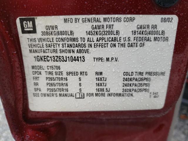 Photo 10 from auction – 2003 GMC YUKON with VIN 1GKEC13Z63J104413