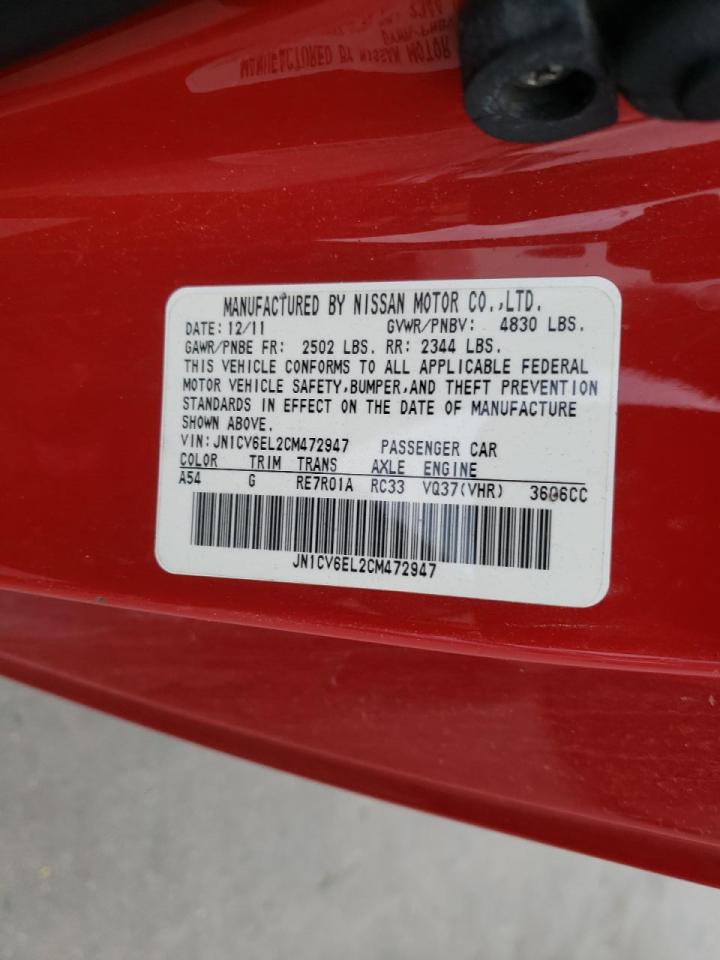 Photo 10 from auction – 2012 INFINITI G37 with VIN JN1CV6EL2CM472947