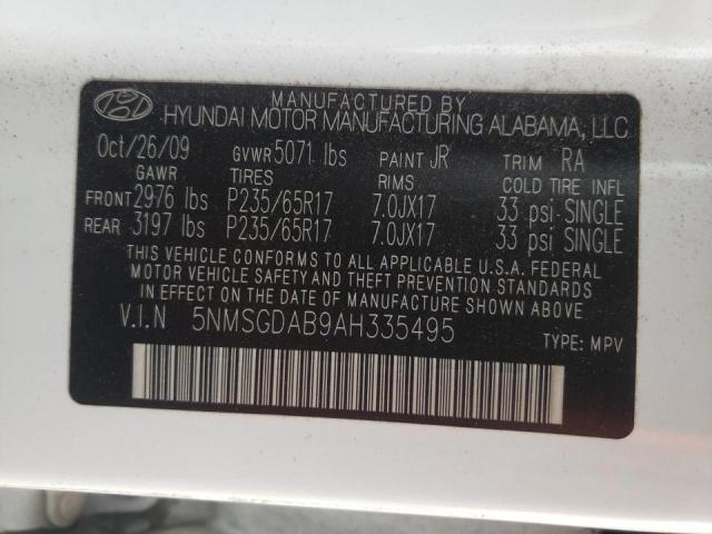 Photo 10 from auction – 2010 HYUNDAI SANTA FE G with VIN 5NMSGDAB9AH335495