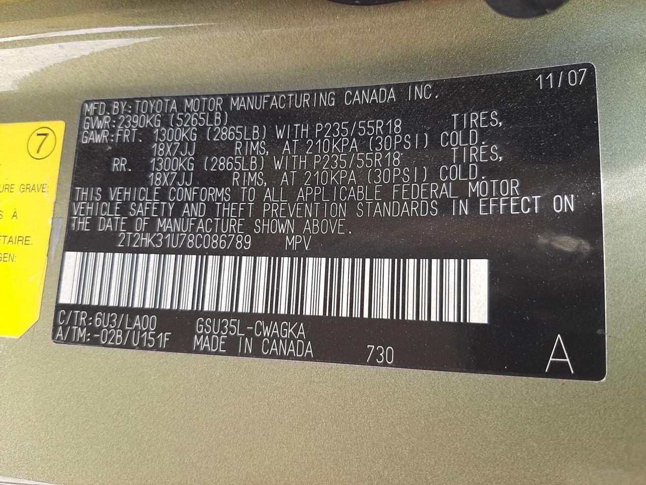 Foto 10 de la subasta – 2008 LEXUS RX 350 con VIN 2T2HK31U78C086789