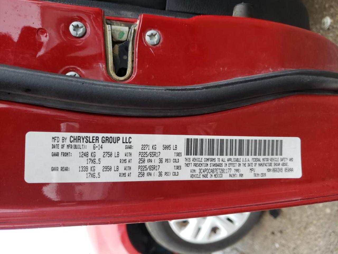 Photo 10 from auction – 2014 DODGE JOURNEY SE with VIN 3C4PDCAB7ET281177