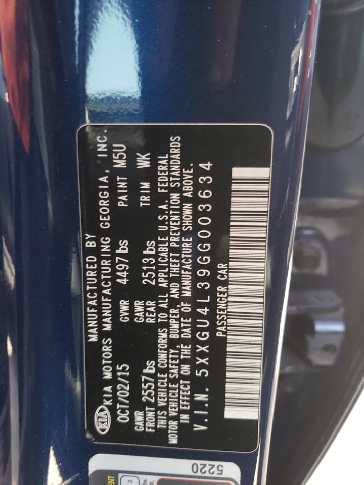Photo 10 from auction – 2016 KIA OPTIMA EX with VIN 5XXGU4L39GG003634
