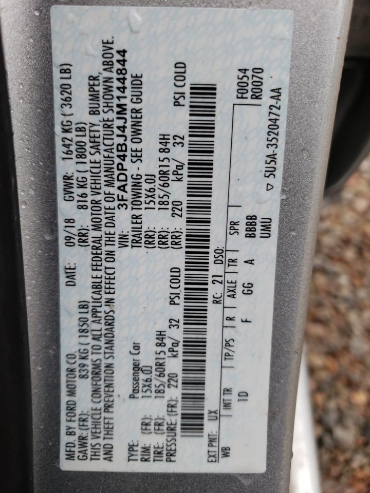 Photo 10 from auction – 2018 FORD FIESTA SE with VIN 3FADP4BJ4JM144844