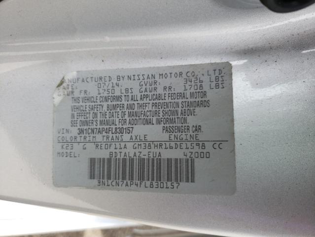 Photo 10 from auction – 2015 NISSAN VERSA S with VIN 3N1CN7AP4FL830157
