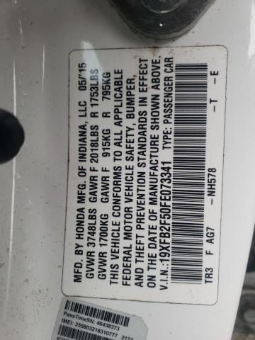 Photo 10 from auction – 2015 HONDA CIVIC LX with VIN 19XFB2F50FE073341