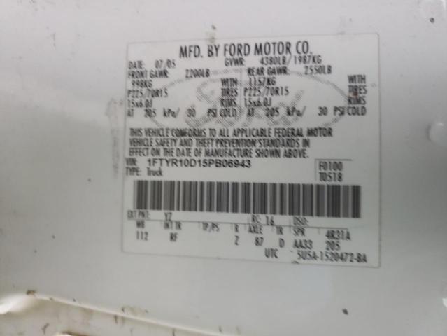 Photo 10 from auction – 2005 FORD RANGER with VIN 1FTYR10D15PB06943