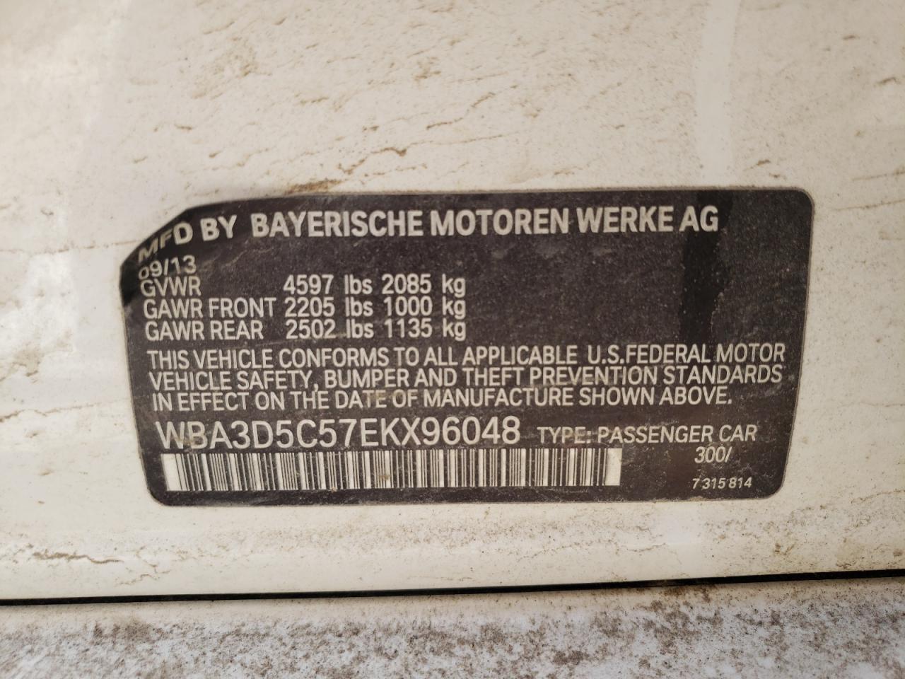 Photo 10 from auction – 2014 BMW 328 D XDRI with VIN WBA3D5C57EKX96048