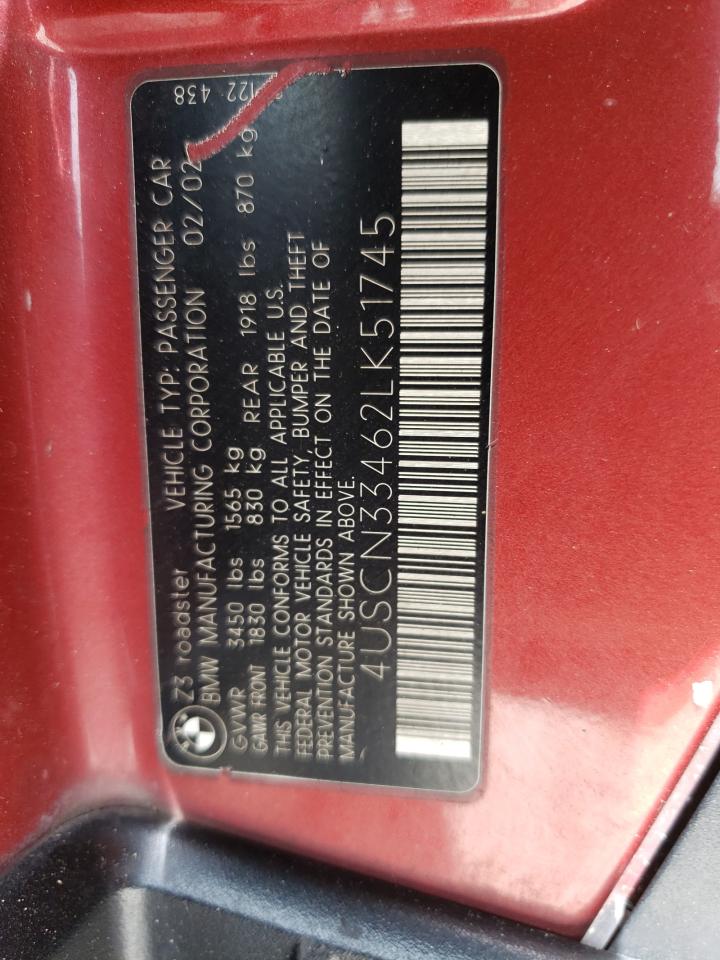 Photo 10 from auction – 2002 BMW Z3 2.5 with VIN 4USCN33462LK51745