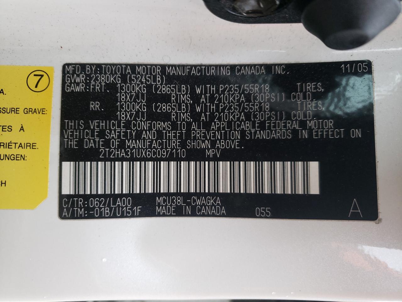 Photo 10 from auction – 2006 LEXUS RX 330 with VIN 2T2HA31UX6C097110