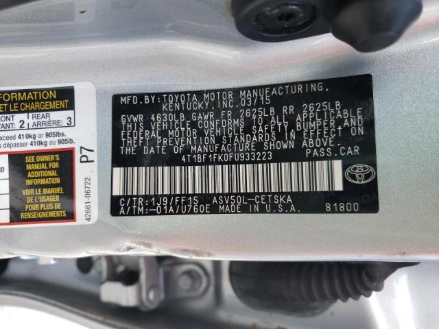 Photo 10 from auction – 2015 TOYOTA CAMRY LE with VIN 4T1BF1FK0FU933223