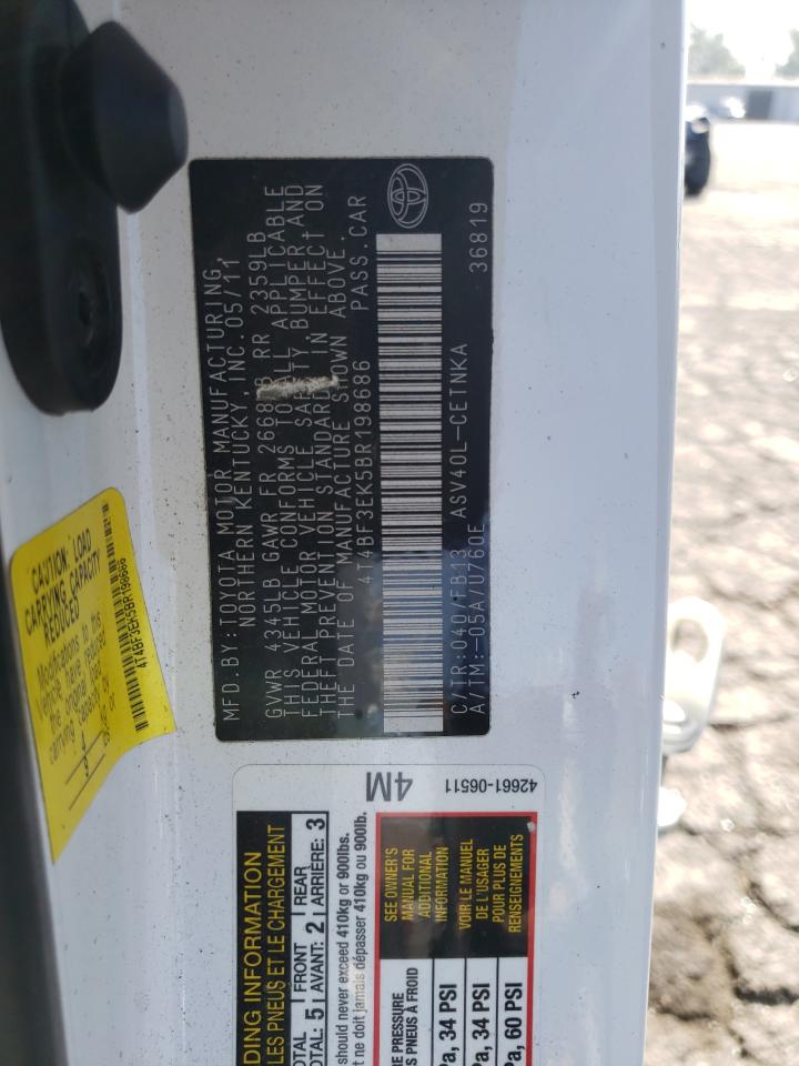 Photo 10 from auction – 2011 TOYOTA CAMRY BASE with VIN 4T4BF3EK5BR198686