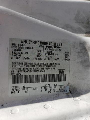 Photo 10 from auction – 2001 FORD EXPLORER S with VIN 1FMYU60E41UC65869