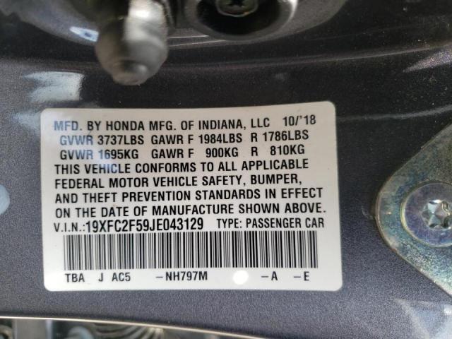 Photo 10 from auction – 2018 HONDA CIVIC LX with VIN 19XFC2F59JE043129