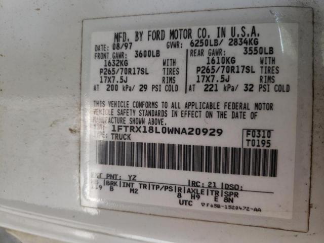 Photo 10 from auction – 1998 FORD F150 with VIN 1FTRX18L0WNA20929