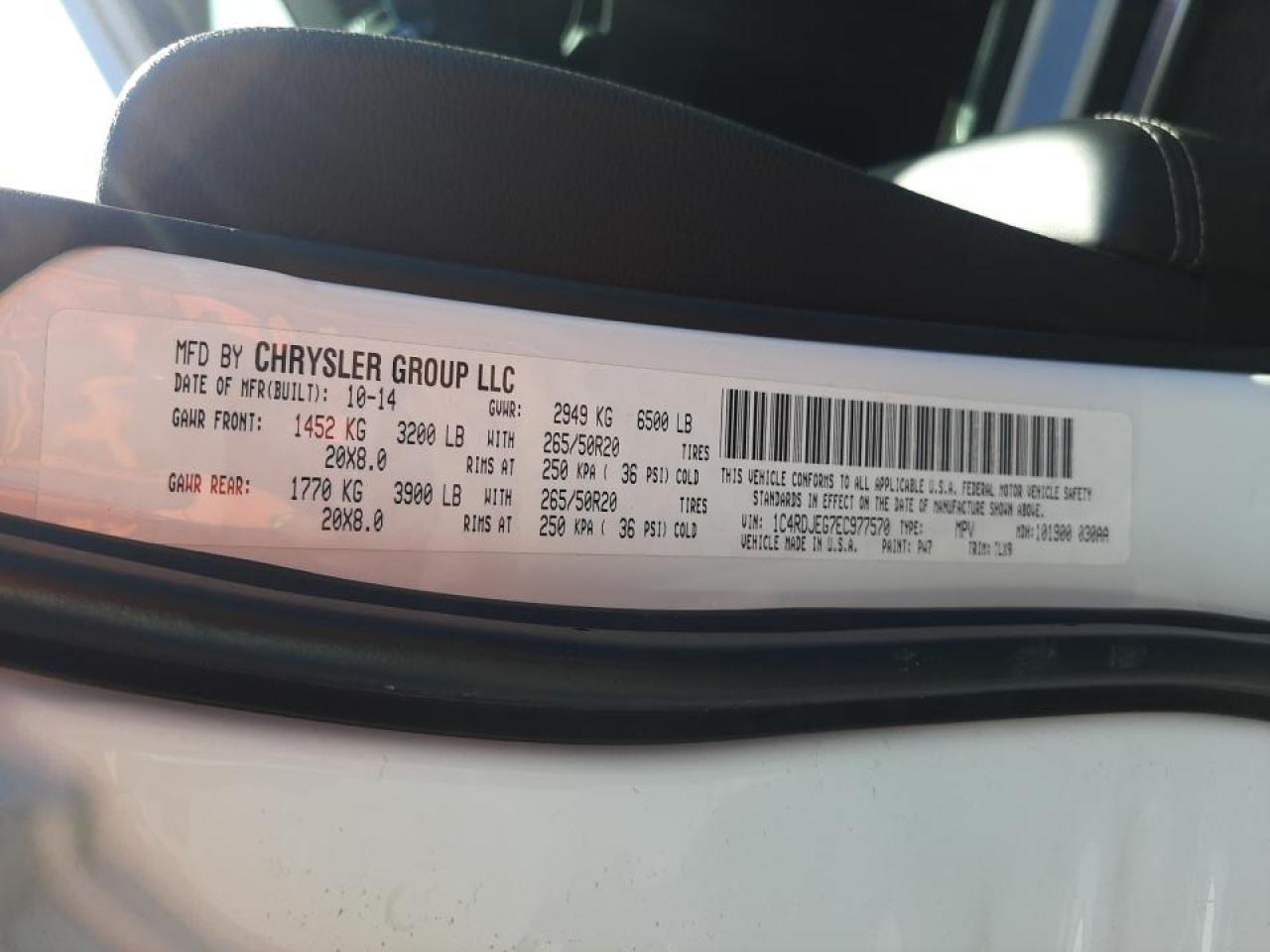 Photo 10 from auction – 2014 DODGE DURANGO CI with VIN 1C4RDJEG7EC977570
