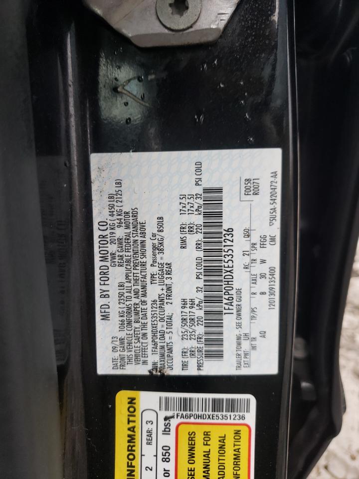 Photo 10 from auction – 2014 FORD FUSION SE with VIN 1FA6P0HDXE5351236