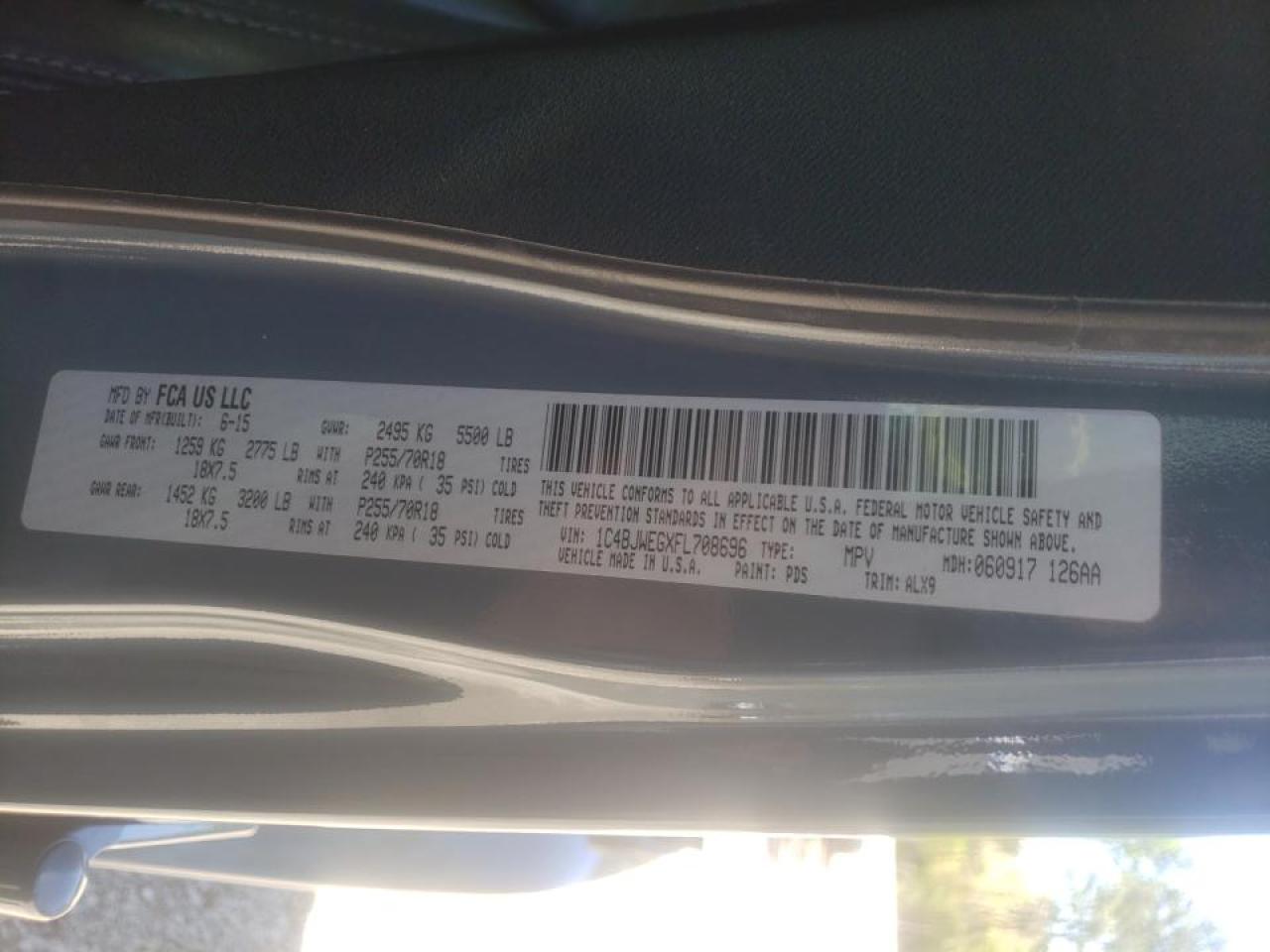 Photo 10 from auction – 2015 JEEP WRANGLER U with VIN 1C4BJWEGXFL708696