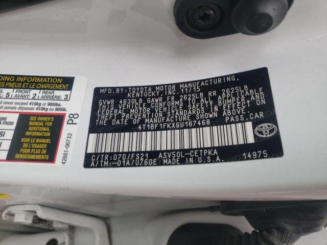 Photo 10 from auction – 2016 TOYOTA CAMRY LE with VIN 4T1BF1FKXGU167468