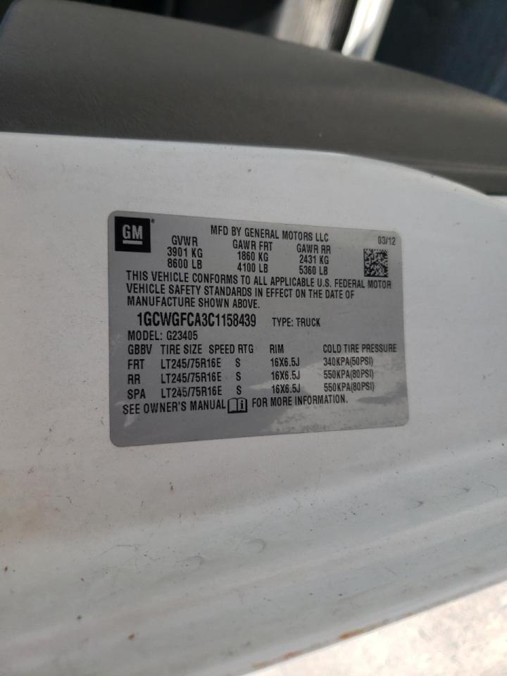 Photo 10 from auction – 2012 CHEVROLET EXPRESS G2 with VIN 1GCWGFCA3C1158439