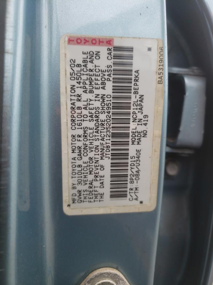Photo 10 from auction – 2002 TOYOTA ECHO with VIN JTDBT123520249510