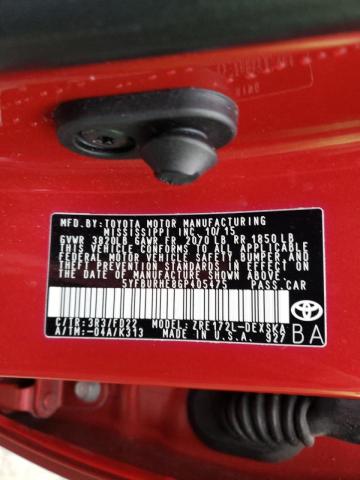 Photo 10 from auction – 2016 TOYOTA COROLLA L with VIN 5YFBURHE8GP405475