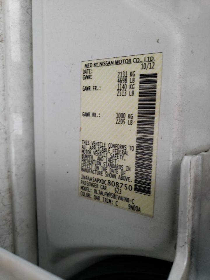 Photo 10 from auction – 2013 NISSAN MAXIMA S with VIN 1N4AA5APXDC808750