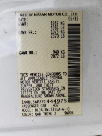 NISSAN ALTIMA 3.5 2015 with VIN 1N4BL3AP2FC444975 - Photo from auction